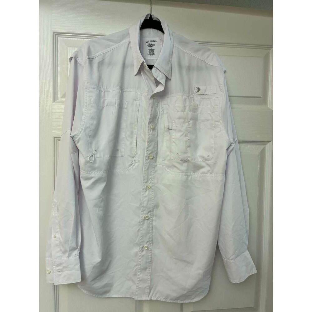 Reel Legends M White Vented Fishing Shirt‎ Long Sleeve Mesh Outdoor